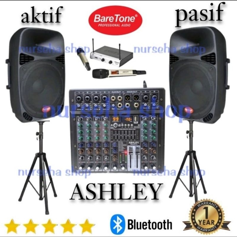 Paket Speaker Aktif & Passive 15 inch Baretone Original Sound Systeam
