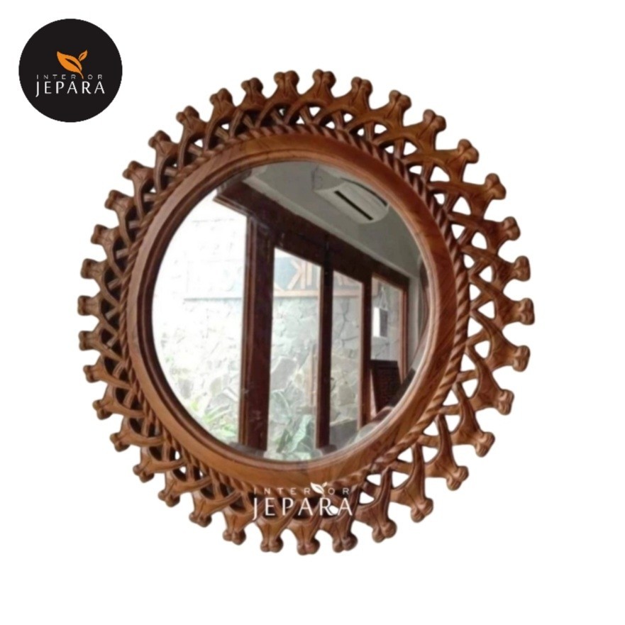 Cermin Dinding Rangka Kayu Jati - Cermin Kamar Mandi