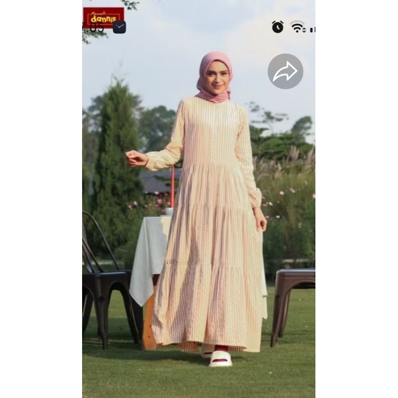 abaya dewasa dannis,UK.M,motif salur,warna dusty pink,promo