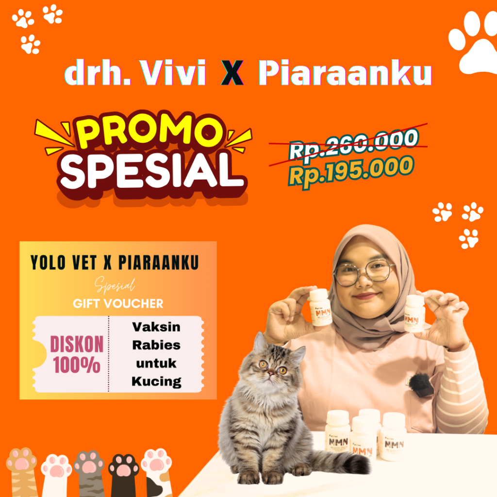 NMN Piaraanku Suplemen untuk Kucing 150 mg (isi 30 Kapsul) - GRATIS VAKSIN RABIES