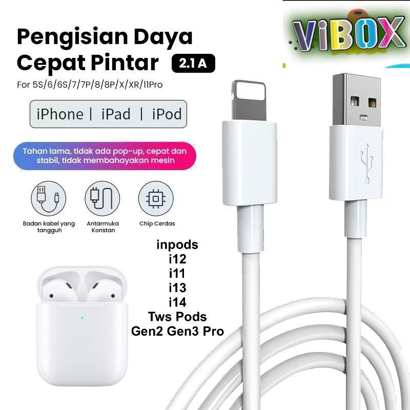 KABEL VIBOX CHARGER KOMPATIBEL COLOKAN LIGHTNING FOR INPODS i9S i10 i11 i12 i12S 13 i13 TWS i11 POWE