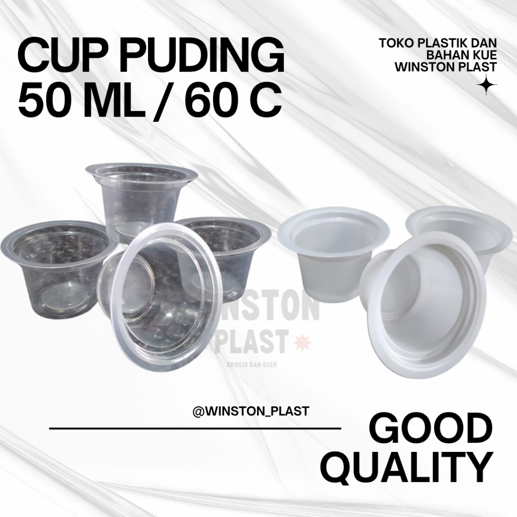 cup puding 50 ml / 60 c bening putih susu | gelas puding jelly isi 50 pcs dan tutup