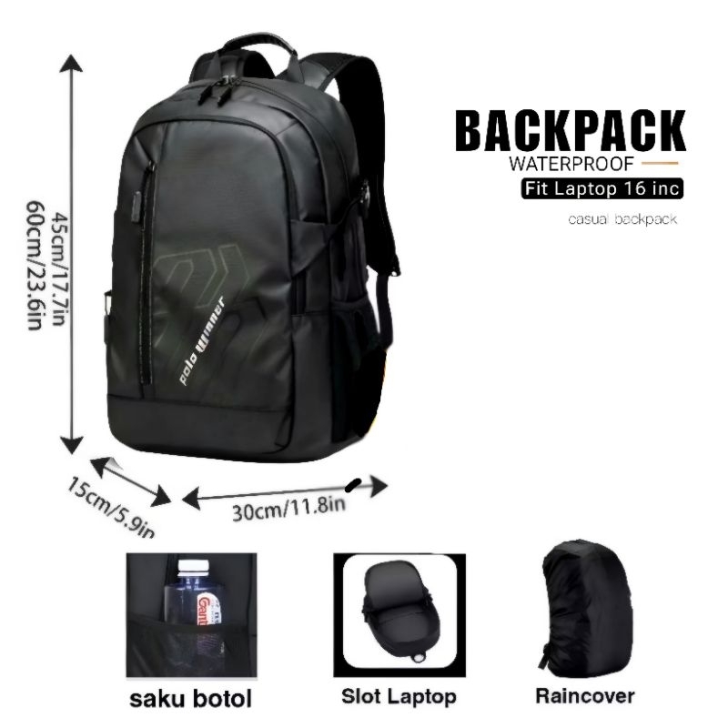 Tas Sekolah Pria Waterproof Ransel Distro Tas Laptop Ransel Sekolah Sma Tas Kerja Winner 092