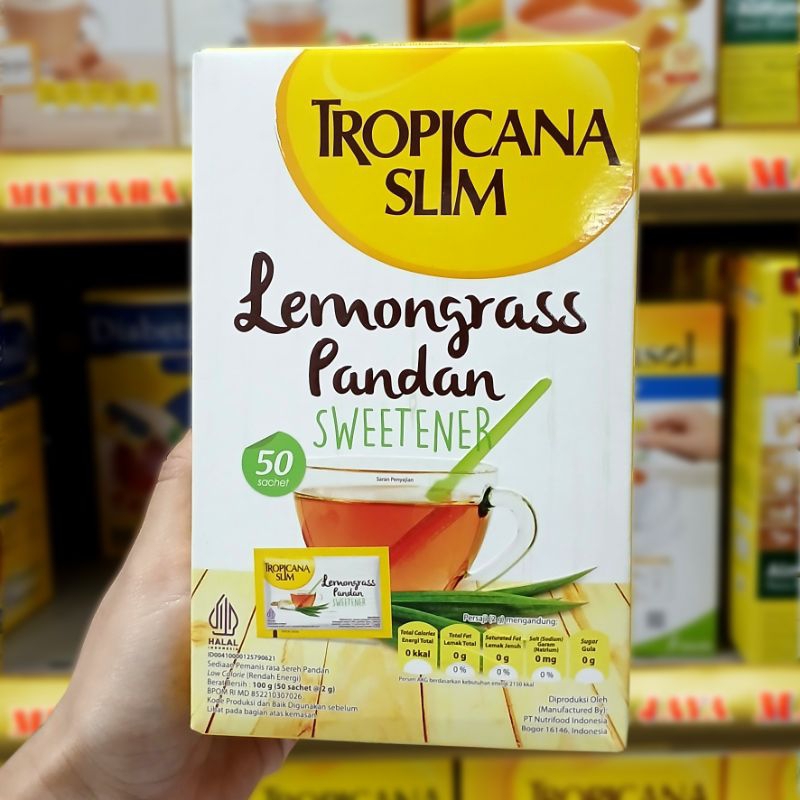 

Tropicana Slim Sweetener Lemongrass Pandan 50 Sachet