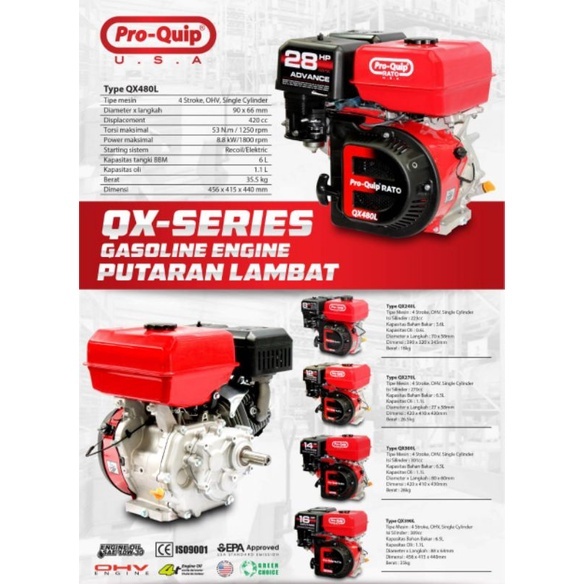 Engine Pro-Quip RX220L – 8HP Putaran Lambat