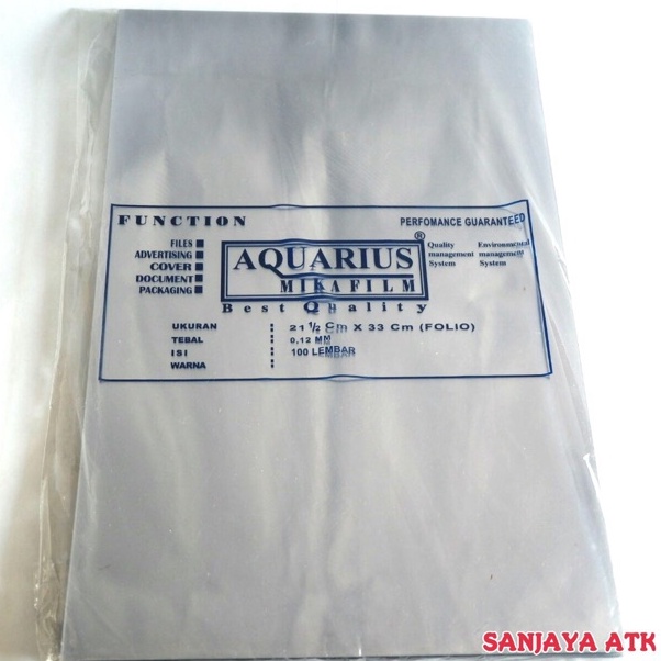 

s8 Serba Murah Cover mika jilid 12 mm Folio aquarius I84