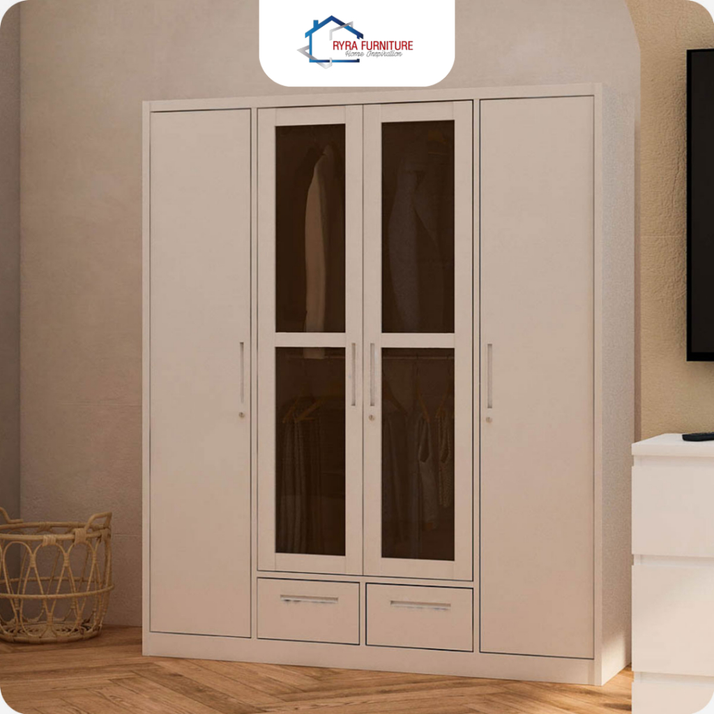 PIRA - STEEL 4P FGD MWD / LEMARI PAKAIAN BESI 4 PINTU DENGAN LACI DAN LED/LEMARI BESI MINIMALIS