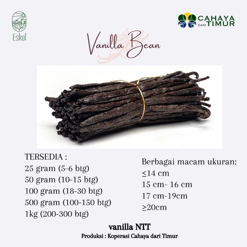 

Vanilla Bean (Biji Vanilla) Grade A (Perkilo)