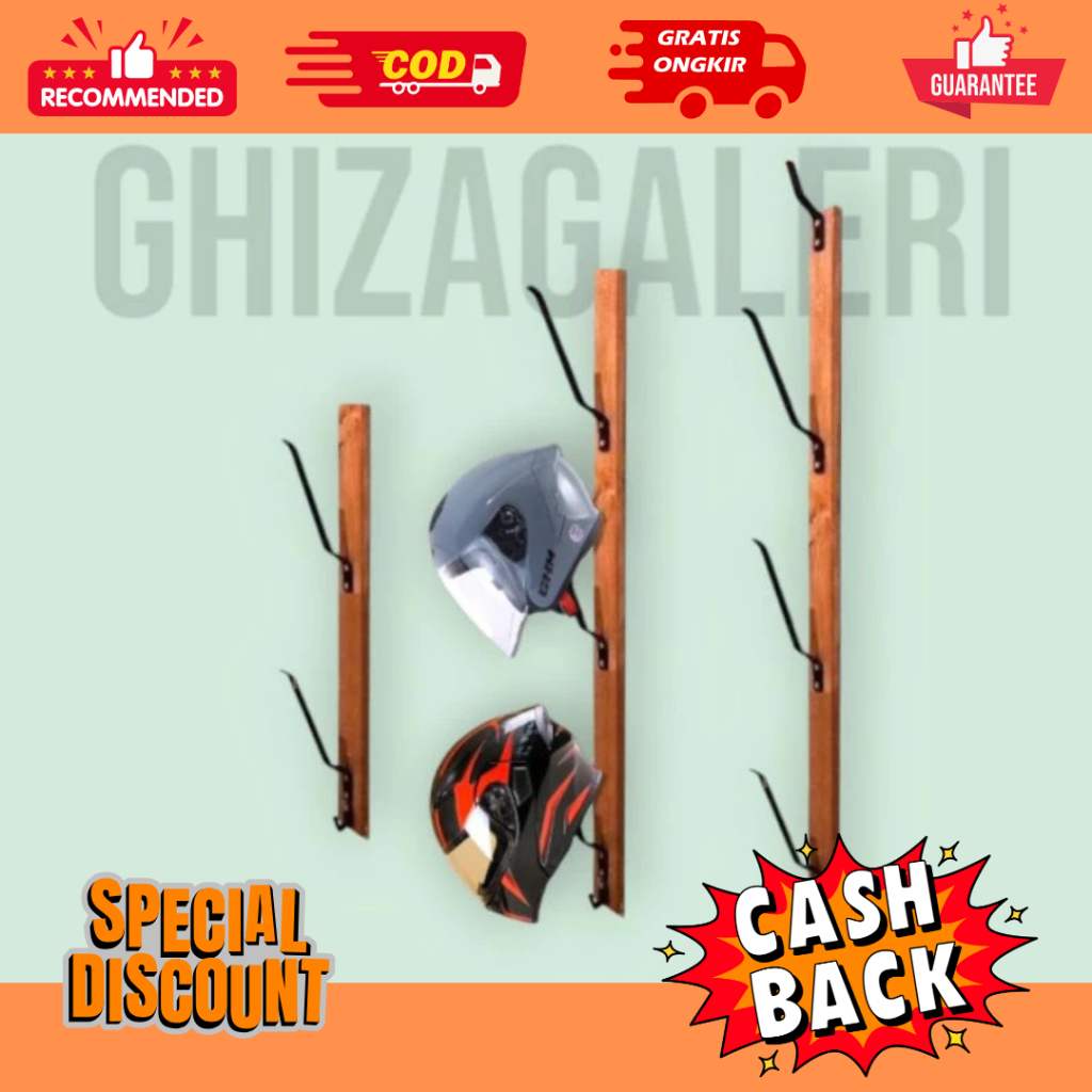 Rak helm gantung 3,4,5 susun / gantungan helm dinding, Tempat helm kayu / gantungan helm susun kayu