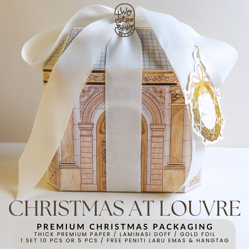 

(10pcs)(5pcs)Christmas at Louvre (uk 19.2 x 9.9 x 18.2) kotak dus toples packaging utk hampers natal