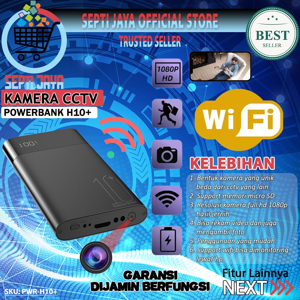 Spy Kamera Powerbank H10+ WIFI Wireless 10000MAH Hidden Spycam Camcorder Camera Full HD 1080P Spy Ca