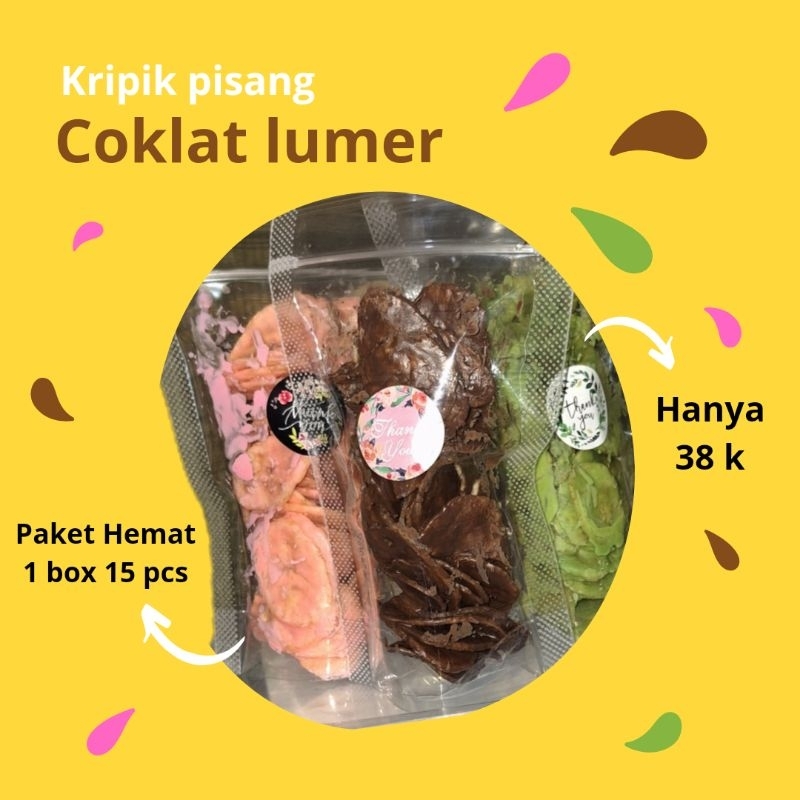 

paket hemat 1 bok isi 15 pcs/KRIPIK PISANG LUMER/BANANA CHIPS/ BERAT PER PCS 42-43 GRAM