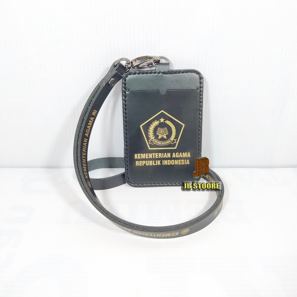 

HJK Tempat Id Card KEMENAG Kulit / Id Card Holder Kementrian Agama Gantung / name tag kemenag tali