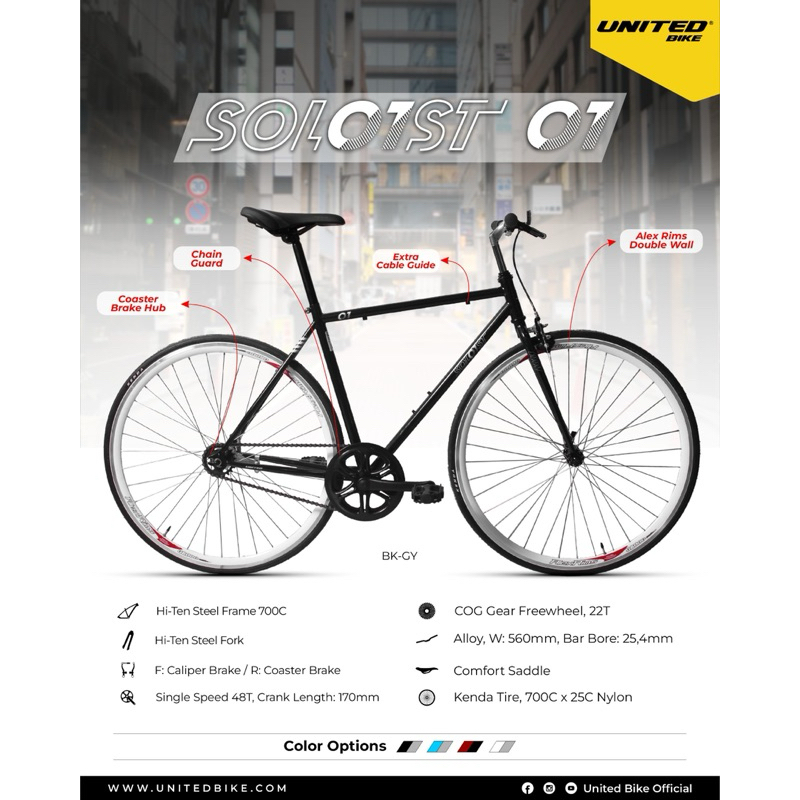 SEPEDA FIXIE UNITED SOLOIST 01 TORPEDO 700c