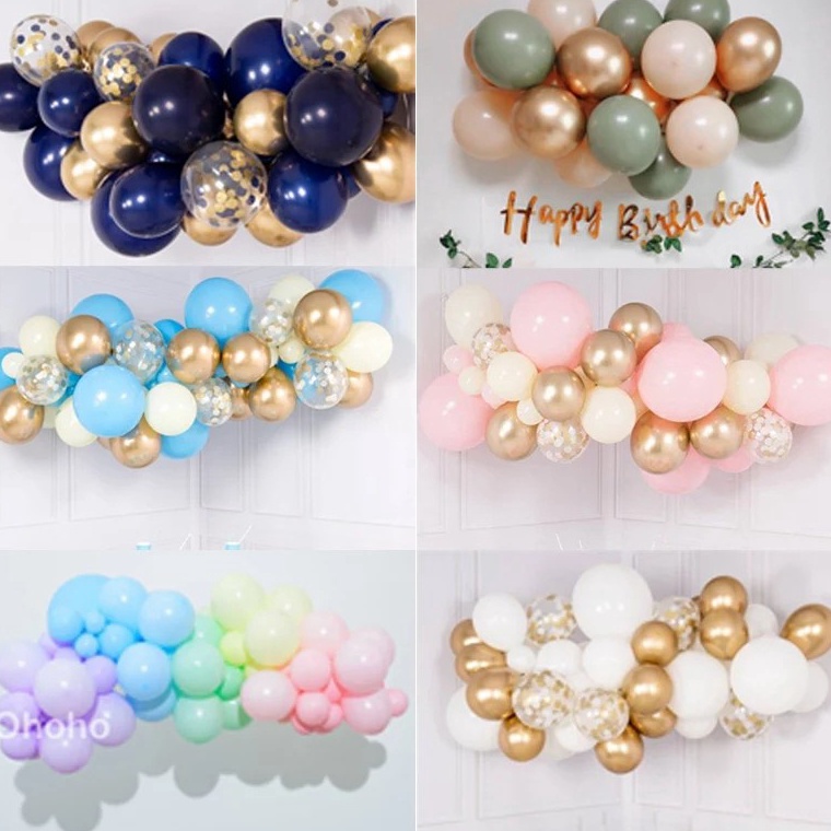 Baru Terjamin paket dekorasi ulang tahun ultah HBD balon garland mix tema safari  pastel  retro navy