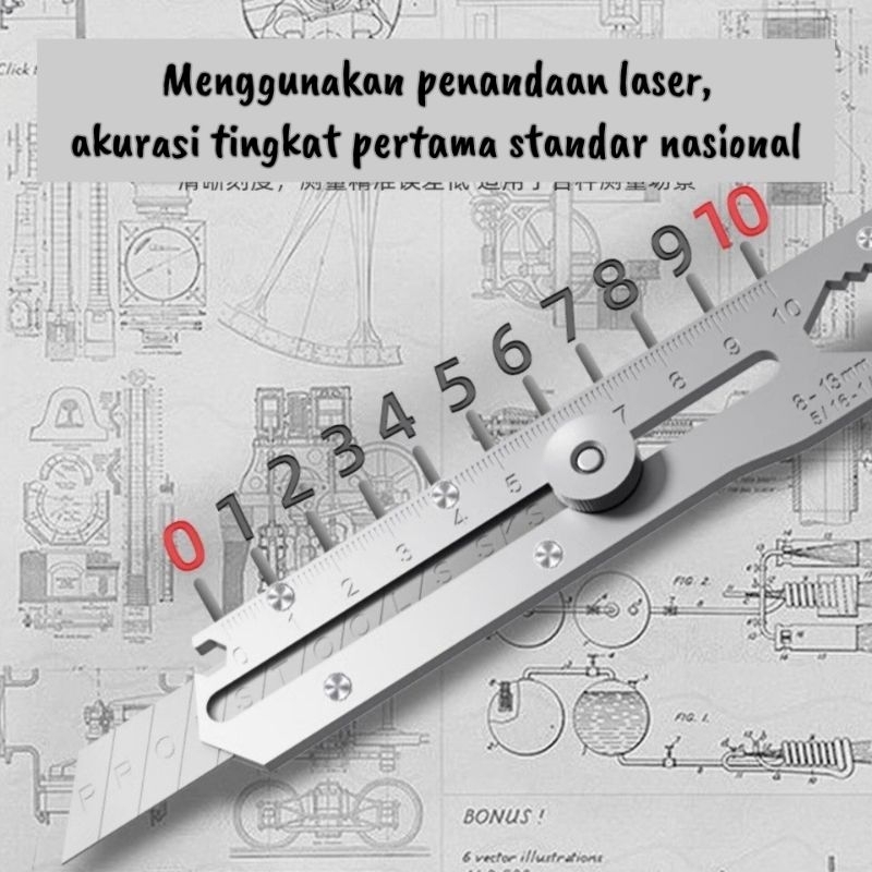 

Pisau Cutter Stainless 9in1 Pisau Tajam Pemotong Anti Karat Cutter Penggaris Multifungsi