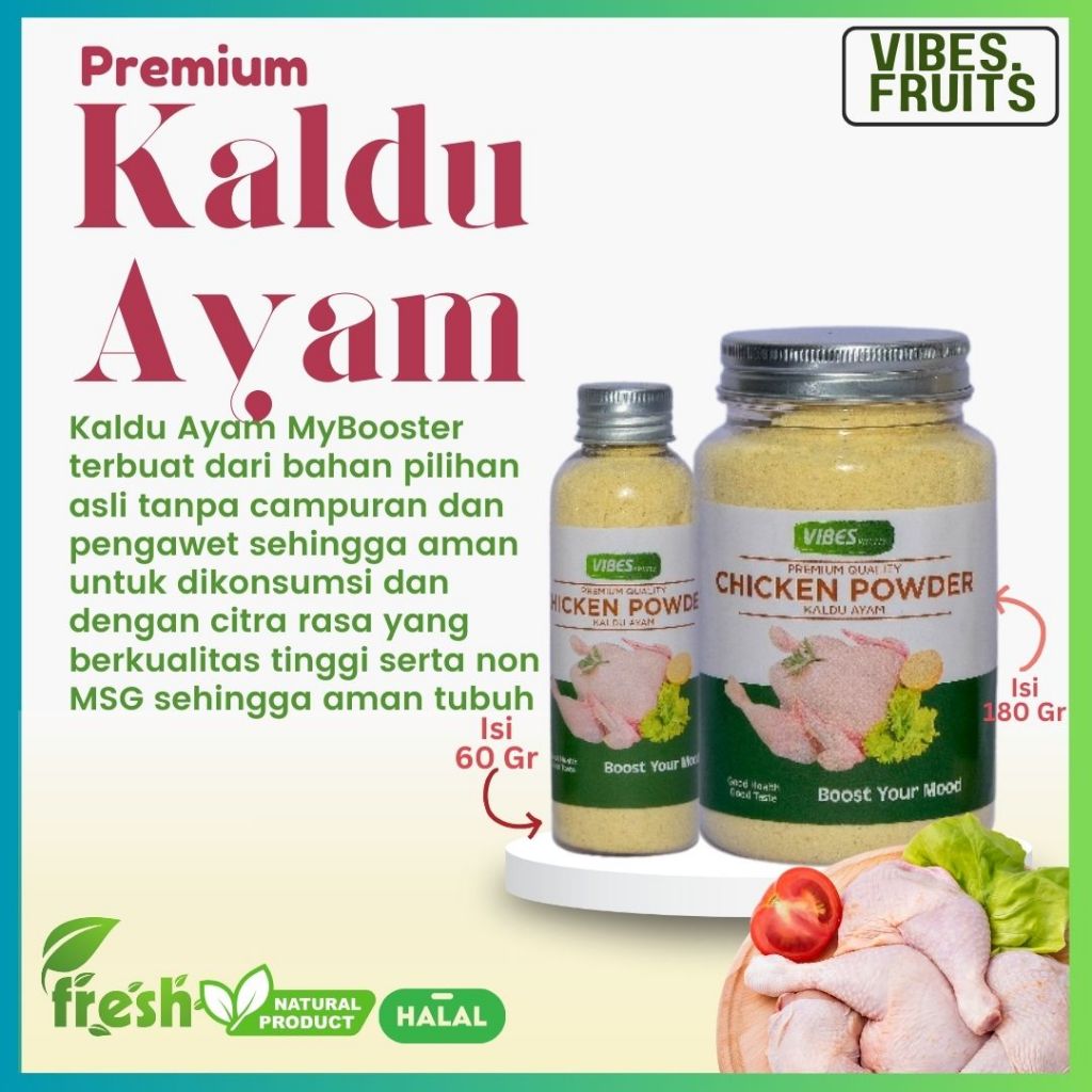 

Kaldu Ayam, Chicken Stock Powder, Bumbu Kaldu Ayam, Non MSG, by Vibes Fruits / ukuran Slim & Big