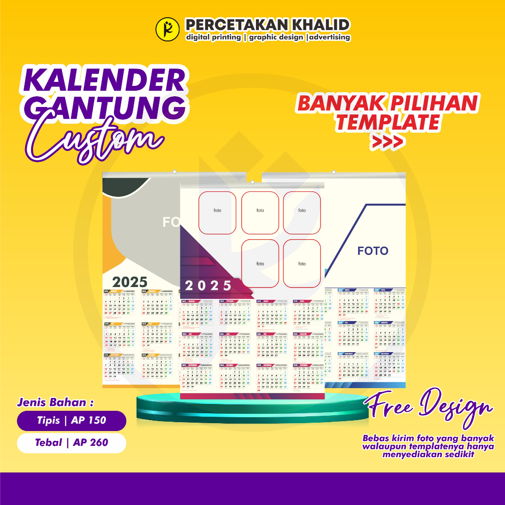

Kalender Dinding 2025 Custom Foto Sendiri - Free Design, Bisa Satuan