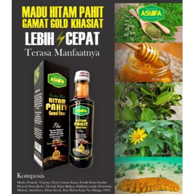 

Asyifa Madu Hitam Pahit Plus Gamat Emas