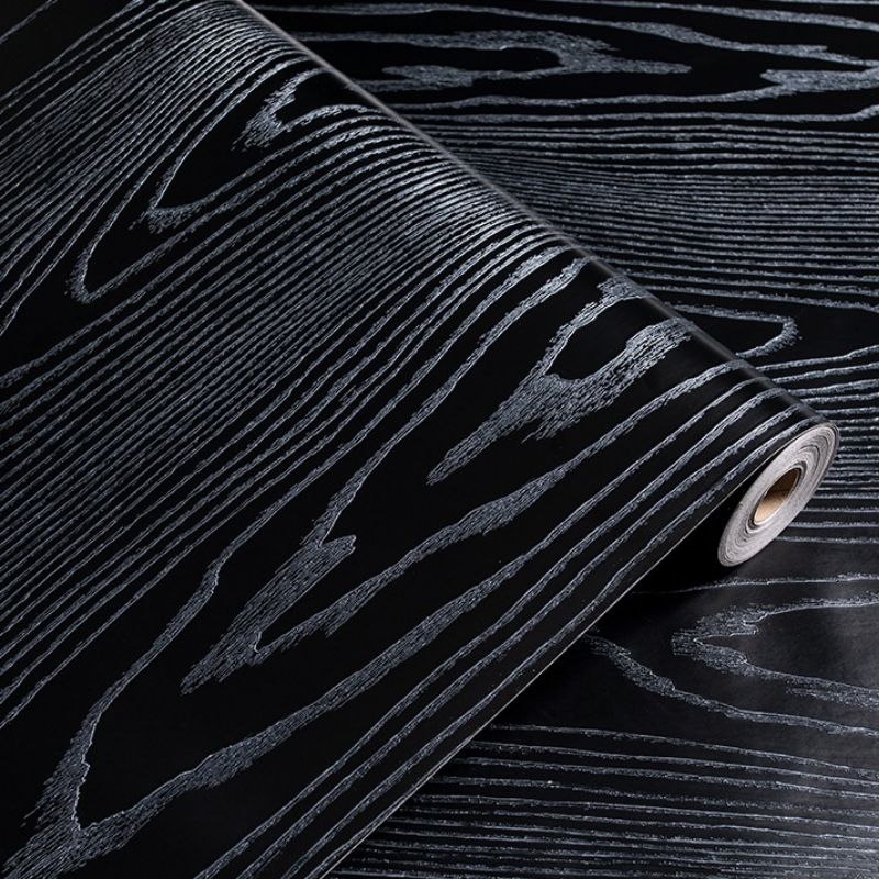 Wallpaper Sticker Dinding Motif Polos  Kayu Hitam / Wall Sticker