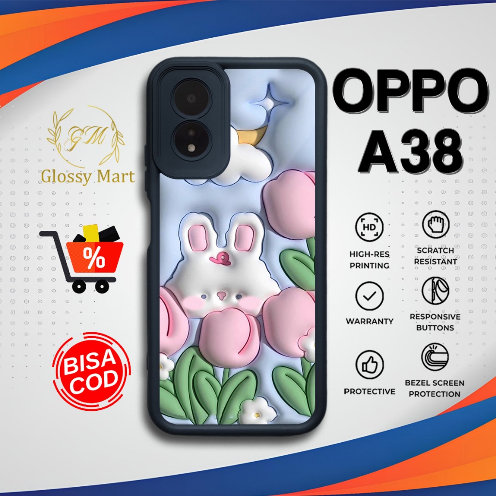 GlossyMart88 Case Oppo A38 Terbaru [Cute] Casing Oppo A38 Hardcase Softcase Premium Glossy
