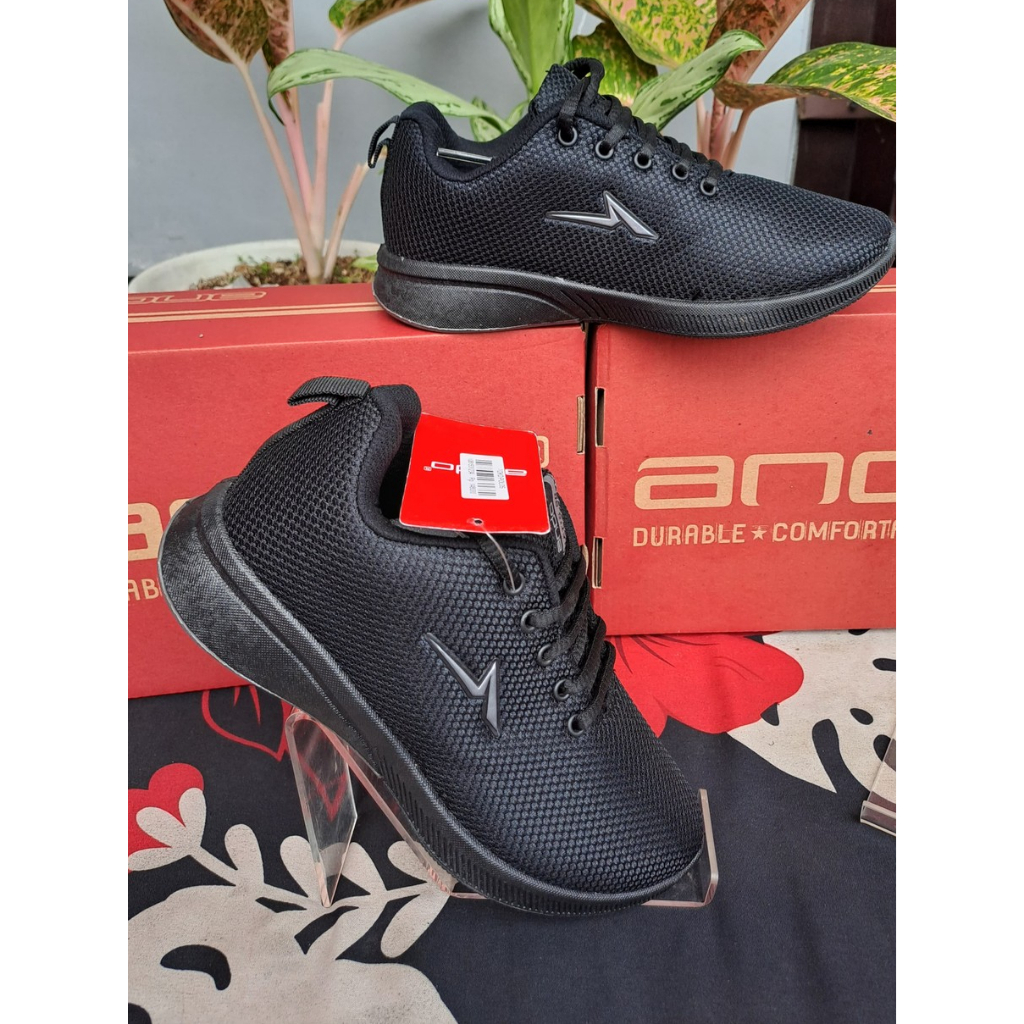 Sepatu ANDO &#x27;SIP 35&quot; sepatu tali pria  wanita hitam polos ANDO ORIGINALS