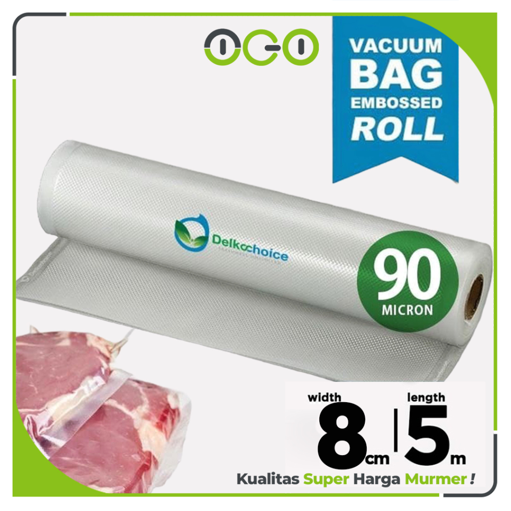 Vacuum EMBOSSED ROLL 8cm x 5 meter BENING  Plastik Vakum Makanan Vacum Bag Sealer  - Delkochoice