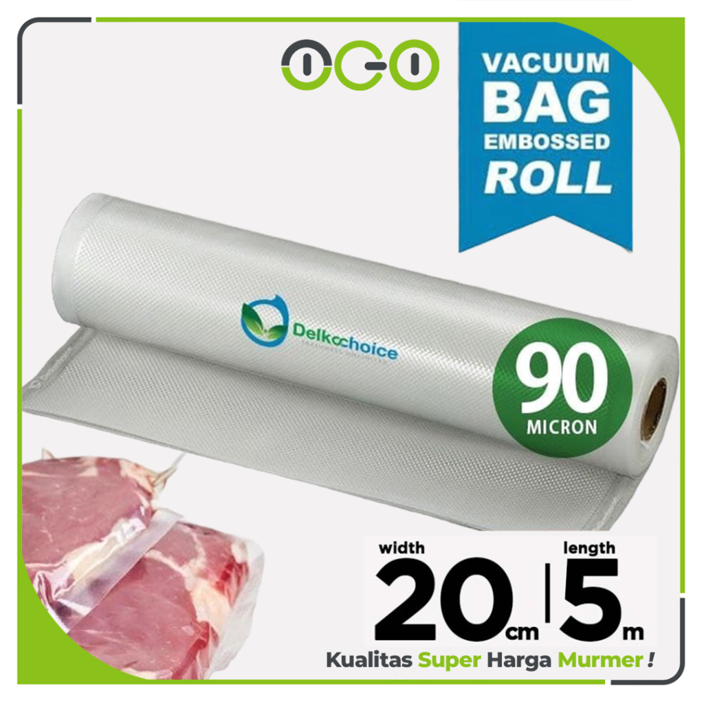 Vacuum EMBOSSED ROLL 20cm x 5 meter BENING  Plastik Vakum Makanan Vacum Bag Sealer  - Delkochoice