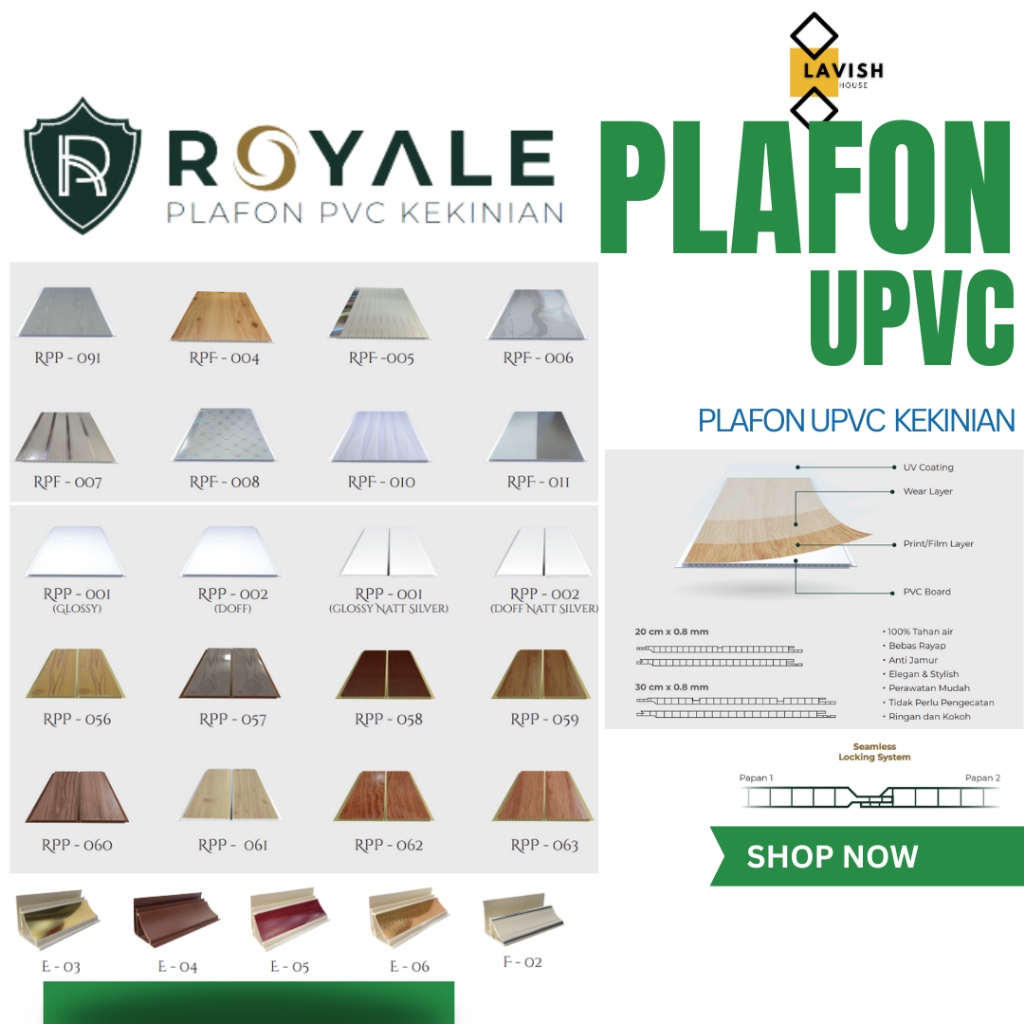 PLAFON UPVC PLAFON PVC PLAFON ANTI RAYAP PLAFON UPVC ROYALE PLAFON PVC TERBAIK DENGAN KUALITAS UNGGU