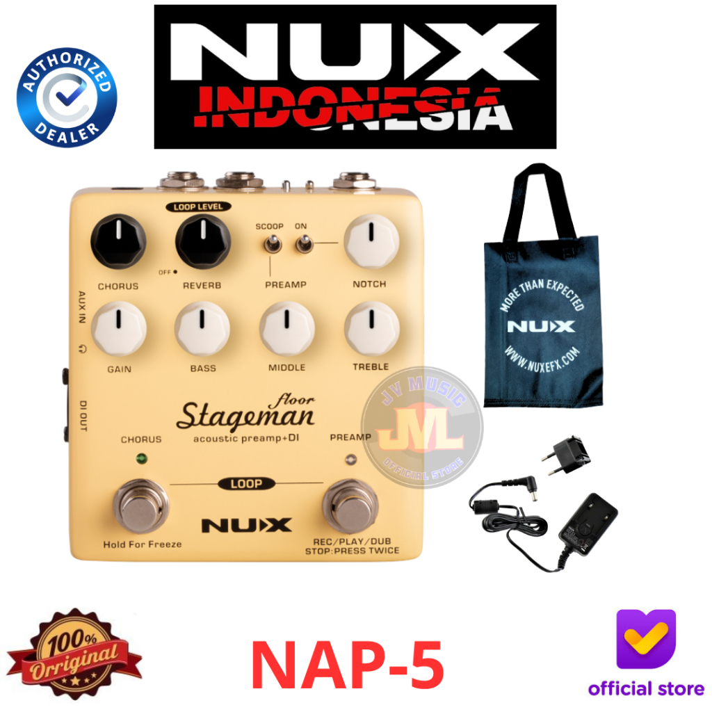 Nux NAP5 Stageman Floor Acoustic Preamp + DI Nux NAP-5 Efek Gitar Akustik