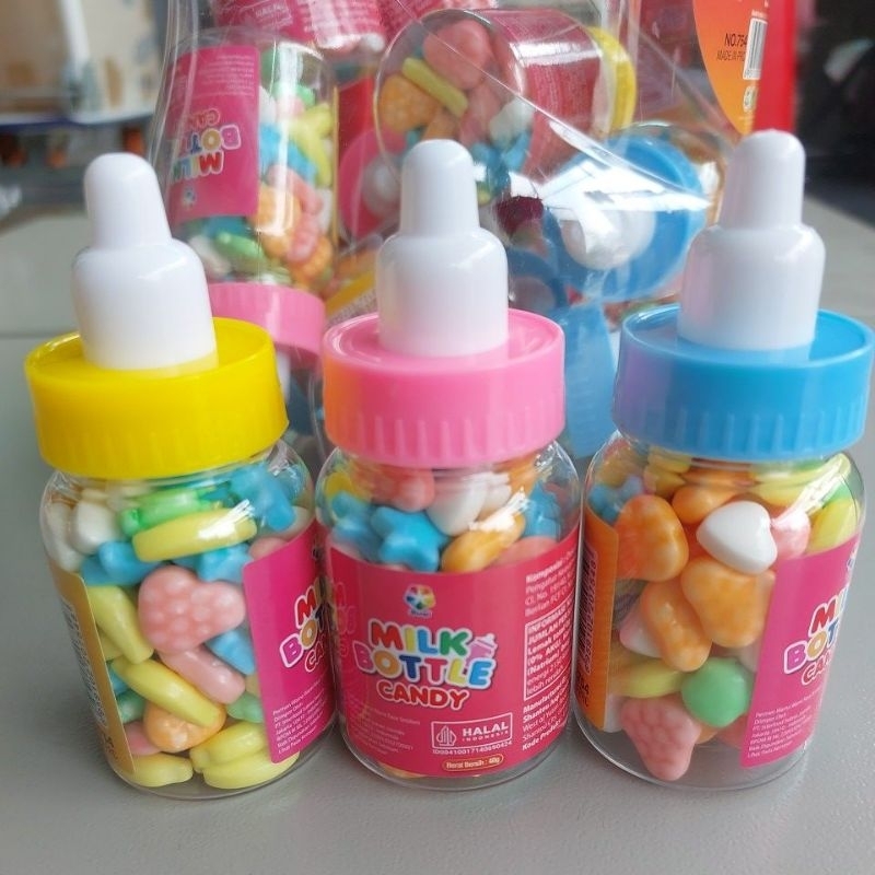 

Juqi milk bottle candy / permen warna warni / permen buah