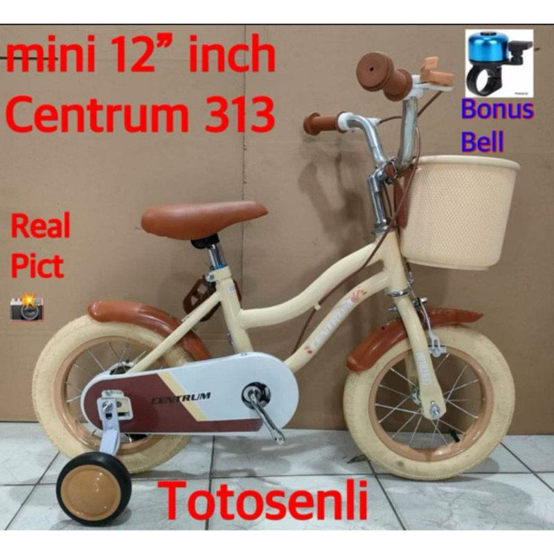 sepeda mini anak perempuan 12 inch CENTRUM 313 keranjang plastik kuat