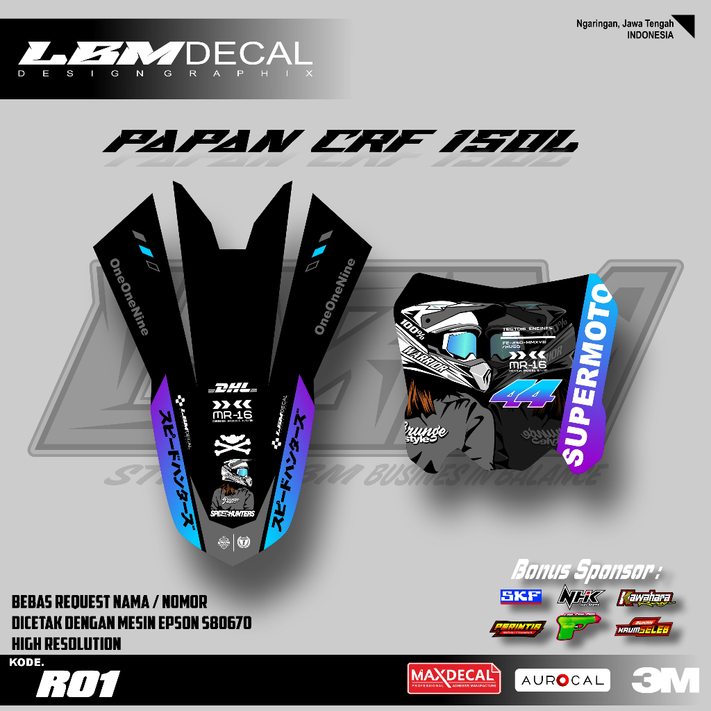 DECAL PAPAN DAN SPAKBOR CRF 150L STICKER PAPAN NOMOR DAN SPAKBOR DEPAN CRF 150L (R01)