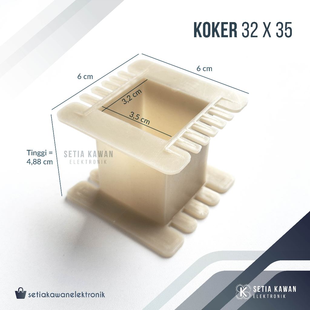 Koker Trafo Kotak 32x35 / Bobin Bobbin Dudukan Besi Plat Keren Kern Travo Tahan Panas Bahan Plastik 