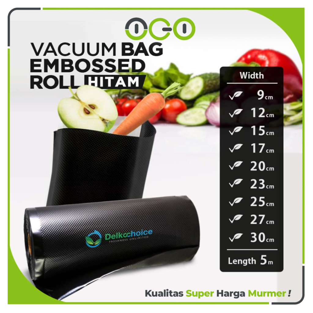 Vacuum EMBOSSED ROLL 5 meter HITAM Plastik Vakum Makanan Vacum Bag Sealer  - Delkochoice