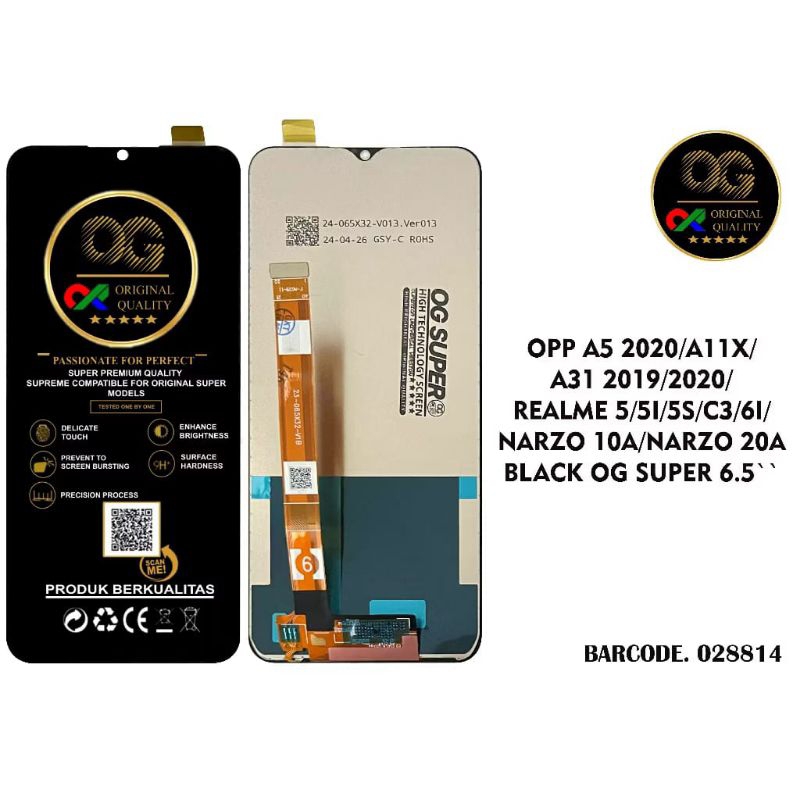 (OG SUPER) LCD OPPO A5 2020/A11X/A9 2020/A31 2019/2020/REALME 5/5I/5S/C3/6I/NARZO 10A/NARZO 20A ORIG
