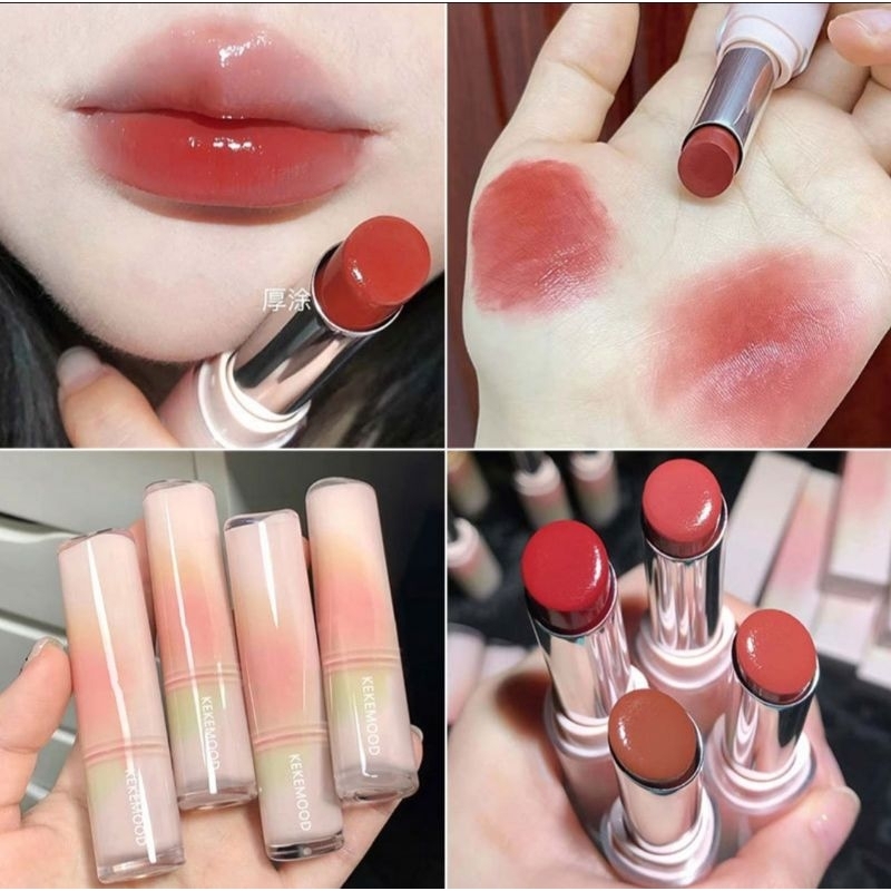 Kekemood Lipstick 6 Warna Watery Glossy Lipstick Mirror Lip Balm Moisturizing Lipstick