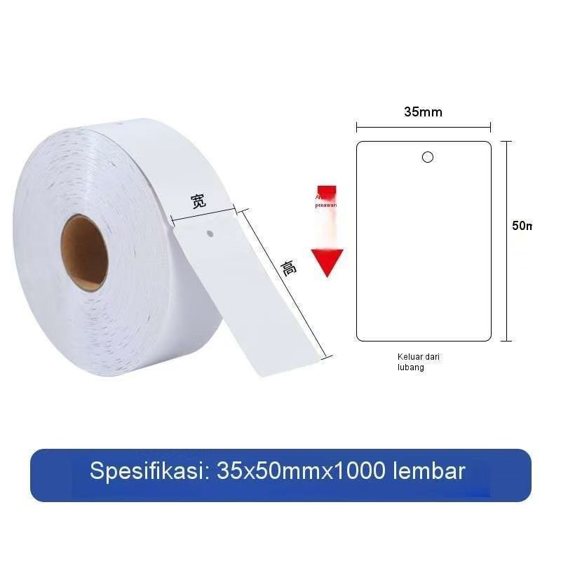 1000pcs Blank Label Baju 35*50mm Label Karton Hang Tag Baju Hangtag Label Baju Kertas Label Roll | O