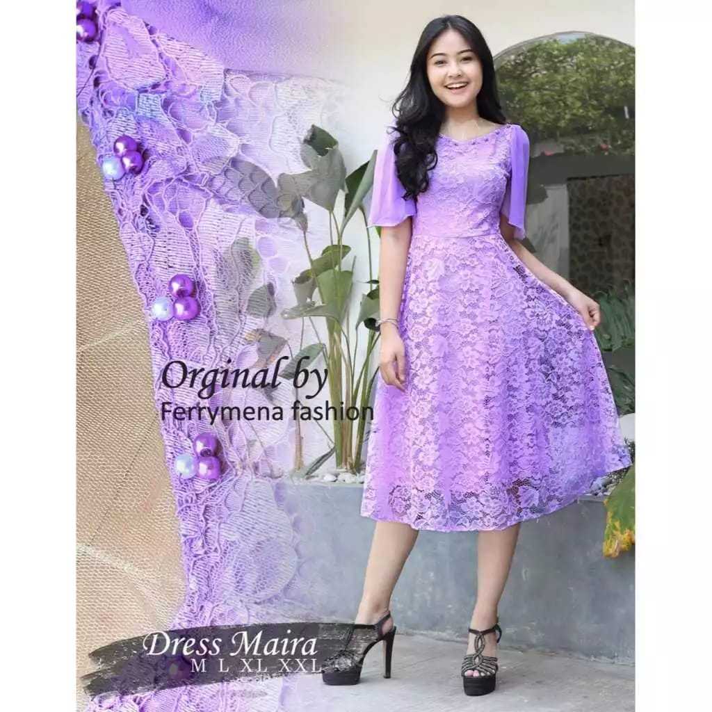 Bayar Ditempat GAUN NATAL MAIRA MODERN - DRESS BROKAT PAYET PESTA~DRESS NATAL MEWAH MODERN~DRESS BRI