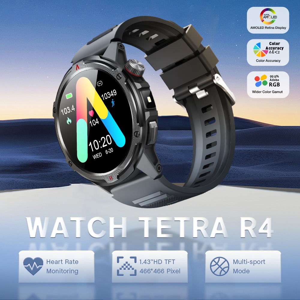 NEW PRODUCT Aolon Tetra R4 Smartwatch AMOLED Smart watch Original AMOLED AOD 1.43'' Bulat Strava