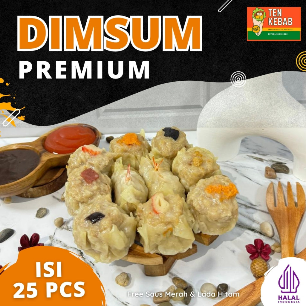 

Dimsum Ten Siomay Mix Ayam Frozen 25 pcs Free Saus Merah & Lada Hitam Halal