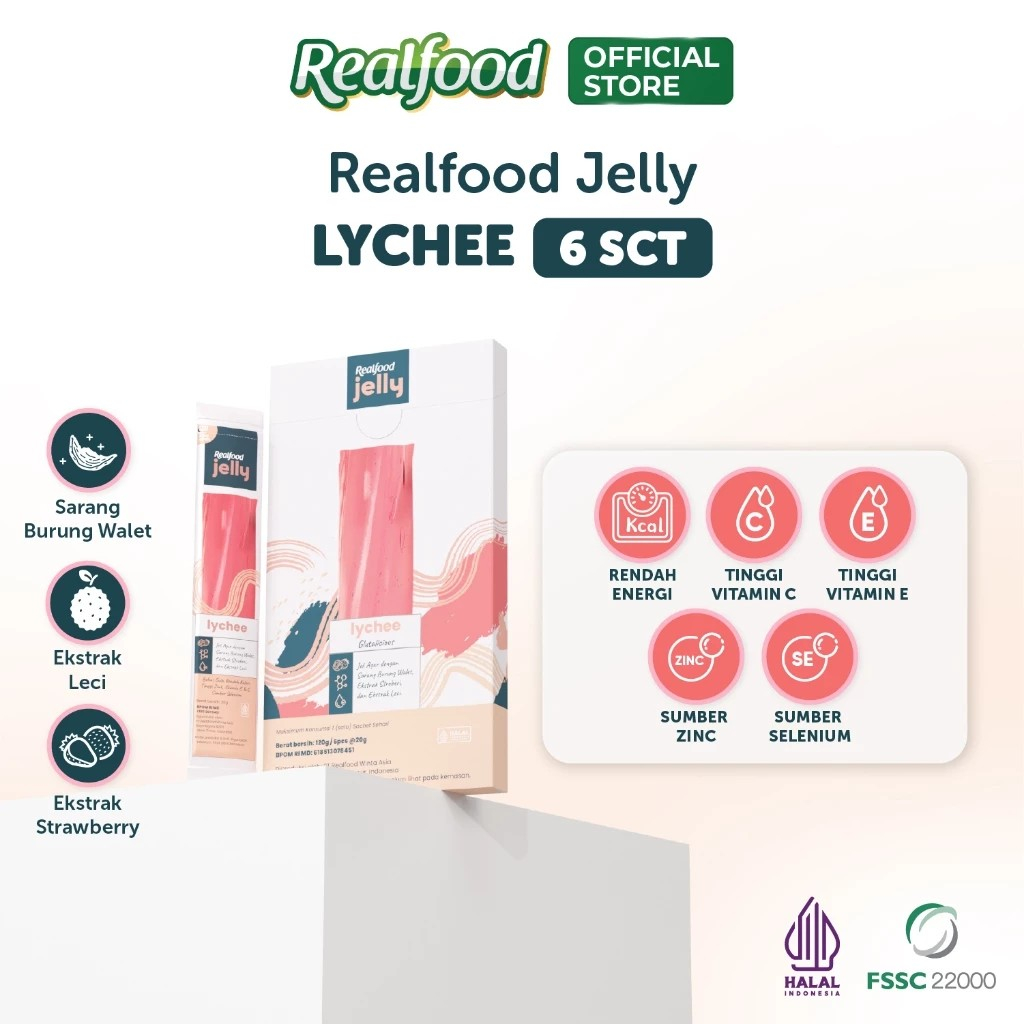 

Realfood Jelly Glutalicious Sarang Burung Walet dengan L-Glutation, Vitamin C dan Ekstrak Buah Leci