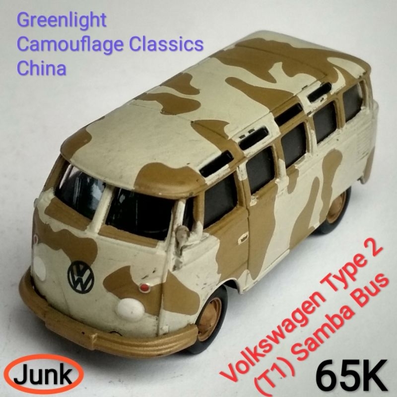 Diecast Greenlight Camouflage VW Volkswagen Type 2 T1 Samba Bus Kombi