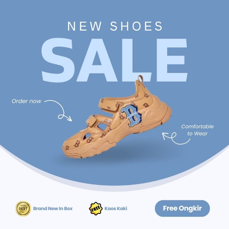 Sepatu Sandal MLB BigBall Chunky Boston Mask Brown Mocca