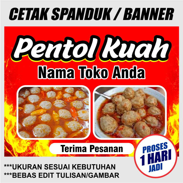 cetak spanduk banner pentol kuah benner baliho jualan pentol kuah pedas