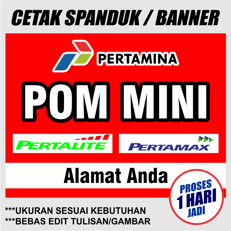 cetak spanduk banner pom mini benner pom mini pertamina pertamax pertalite