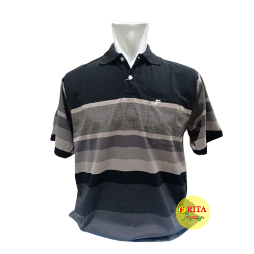 MODASPORT 08-572 Kaos Polo Kaos Kerah Kaos Pria Lengan Pendek Pakaian Pria terbaru Motif Salur Besar