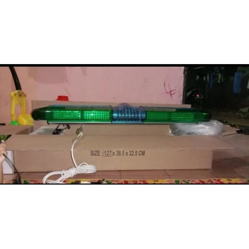 Lampu rotari lightbar satpol PP LED hijau 12V