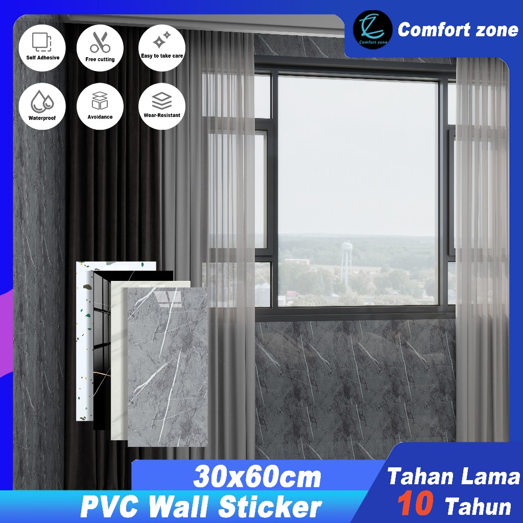 【Comfort Zone】Wallpaper Dinding Vinyl Uk 30x60cm / Wallpaper Vinyl Dinding Vinyl Lantai Stiker Dindi
