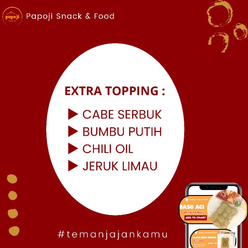 

Toping Tambahan Cabe Serbuk, Bumbu, Minyak Cabe, Jeruk Limau